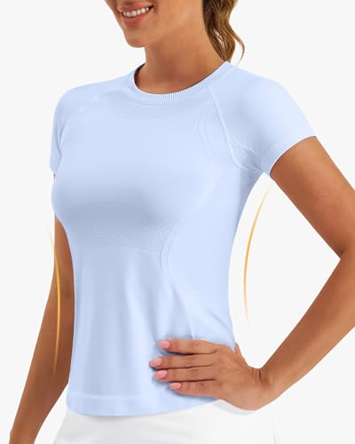 Stelle Women Workout Tops Short Sleeve Seamless Athletic Shirts Yoga Gym Sports Breathable Tees - Image 3