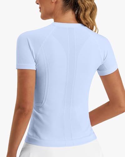 Stelle Women Workout Tops Short Sleeve Seamless Athletic Shirts Yoga Gym Sports Breathable Tees - Image 4