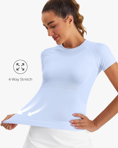 Stelle Women Workout Tops Short Sleeve Seamless Athletic Shirts Yoga Gym Sports Breathable Tees - Image 6