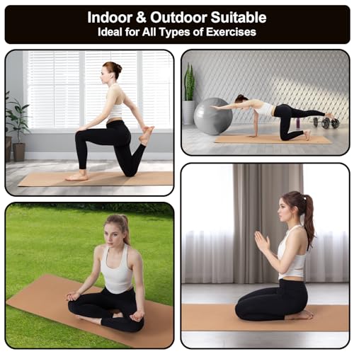 StrongTek Eco-Friendly Cork Yoga Mat, 7mm Thick, 72"x24", Cork+TPE, 2 lbs, Non-Slip, Lightweight & Cushioned Mat for Hot Yoga, Pilates & Home Fitness, Durable Surface with Natural Grip and Carry Strap - Image 7
