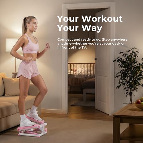Sunny Health & Fitness Mini Steppers for Exercise at Home, Stair Step Workout Machine, Full Body Cardio Equipment, with Optional Free SunnyFit App Connection and Resistance Band - Image 4
