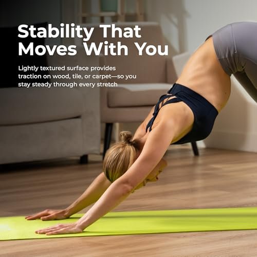 Sunny Health & Fitness Non-Slip Yoga Mat – Durable, Anti-Tear, Lightweight, Cushioned Support for Yoga, Pilates, Stretching Exercises, Meditation and Floor Workouts | Multiple Sizes & Colors - Image 4