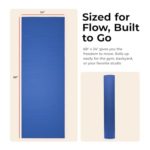 Sunny Health & Fitness Non-Slip Yoga Mat – Durable, Anti-Tear, Lightweight, Cushioned Support for Yoga, Pilates, Stretching Exercises, Meditation and Floor Workouts | Multiple Sizes & Colors - Image 6