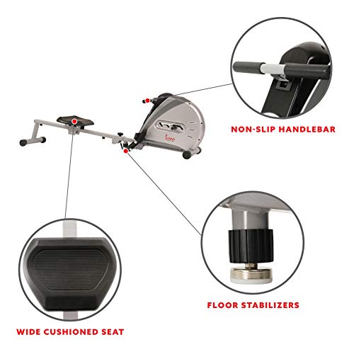 Sunny Health & Fitness Rowing Machine Rower Ergometer with Digital Monitor, Inclined Slide Rail, 220 LB Max Weight and Foldable - SF-RW5606 - Image 4