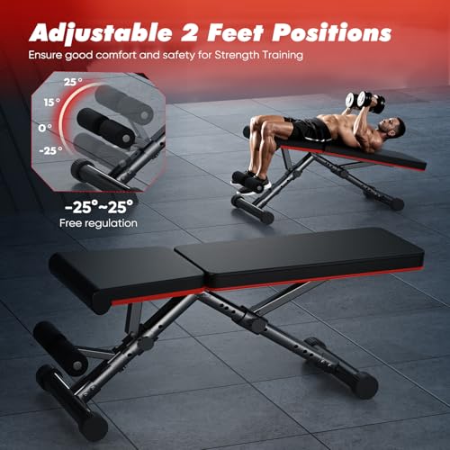 Sweetcrispy Adjustable Weight Bench for Home Gym, Foldable Incline Workout Bench Press with 795 LBS Weight Capacity, Strength Training Fitness Equipment for Full Body Exercise - Image 5