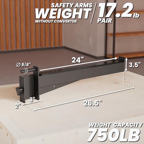 Synergee Safety Arms for Power and Squat Racks. Barbell Spotter Arms Compatible with 2x2, 2x3, and 3x3 Racks. Heavy-Duty Lifting Support for Squats, Bench Press, and Strength Training - Image 4