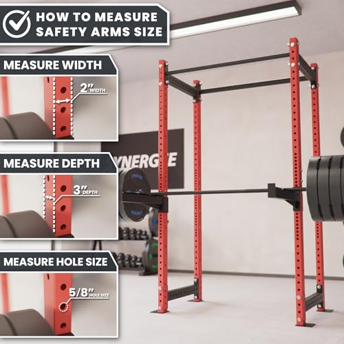 Synergee Safety Arms for Power and Squat Racks. Barbell Spotter Arms Compatible with 2x2, 2x3, and 3x3 Racks. Heavy-Duty Lifting Support for Squats, Bench Press, and Strength Training - Image 7