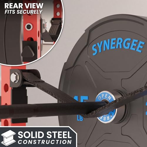 Synergee Safety Straps for Power Racks – Barbell Catch Straps with Quick-Mount Brackets & 5/8"-1" Hole Converters – 750 lb Capacity – Fits 2x2, 2x3 & 3x3 Racks - Image 6