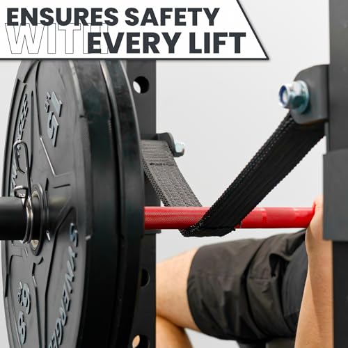 Synergee Safety Straps for Power Racks – Barbell Catch Straps with Quick-Mount Brackets & 5/8"-1" Hole Converters – 750 lb Capacity – Fits 2x2, 2x3 & 3x3 Racks - Image 8
