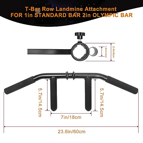 T Bar Row Attachment Multi-Grip: T Bar Row Multi-Grip Handle Bar Attachment for 2Inch Olympic Barbell Bar & 1Inch Standard Bar Strength Workout Training - Image 6