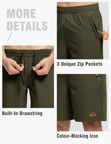 TBMPOY Men's Hiking Shorts Quick Dry Athletic Gym Workout Short with Zipper Pockets - Image 5
