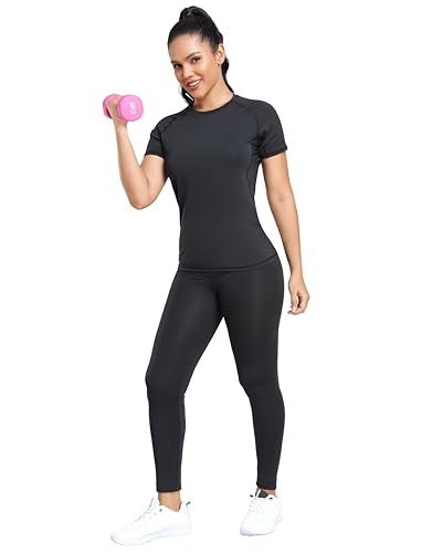 TELALEO 4 Pack Women's Compression Shirt Running Athletic T-Shirts Workout Tops Baselayer Short Sleeve Yoga Gym Sports Gear - Image 3