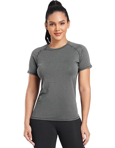 TELALEO 4 Pack Women's Compression Shirt Running Athletic T-Shirts Workout Tops Baselayer Short Sleeve Yoga Gym Sports Gear - Image 5