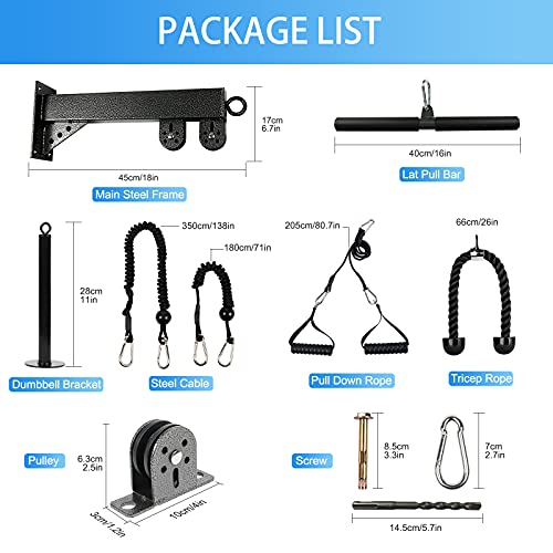 TRENDBOX Pulley System Gym Cable Machine LAT Pulldown Attachments Chest Expansion Training Exercise and Fitness Home Gyms - Image 3