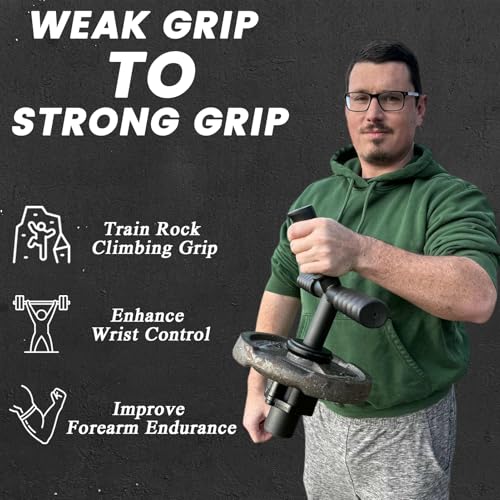 The Strong Arm Forearm & Wrist Strengthener – Adjustable Alloy Steel Grip Trainer with 3 Anti-Slip Finger Sleeves & Clamp, Wrist Roller Bar for Flexion, Extension & Grip Workout - Image 4