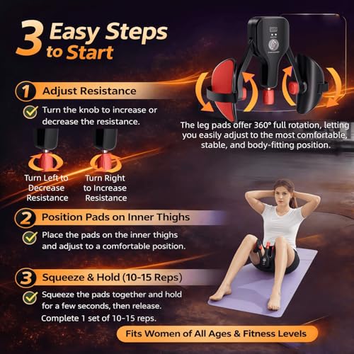 Thigh Exerciser & KEGEL Trainer,176LB Adjustable Pelvic Floor Workout Equipment,Inner Thigh Toner for Women & Men,Home Fitness for Living Room,Bedroom OR Office - Image 7