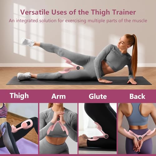 Thigh Trainer, 360°Adjustable Pelvic Floor Muscle Trainer with LED Display, Inner Thigh Exerciser with 20LB Resistance Band for Women, Home Fitness Equipment for Hip, Leg, Arm - Image 3