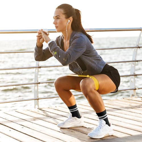 Toes Home Pilates Socks for Women with Non Slip Grippers, Yoga Crew Socks for Barre Hospital Sticky Slipper Socks 4 Pairs - Image 4