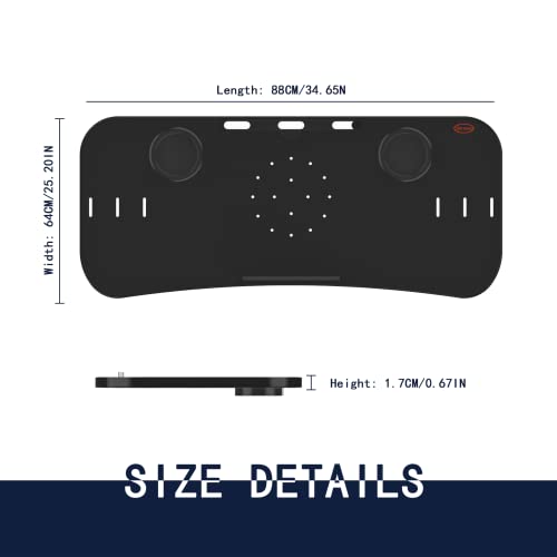 Treadmill Desk Attachment, 36 Inches Tread Tray Workstation Handlebars Platform with Laptop Holder, Cup Tablet Holder, Ergonomic Stand with Cooling Holes(Black) - Image 4