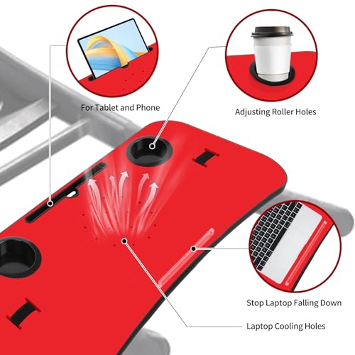 Treadmill Desk Attachment, 36 Inches Tread Tray Workstation Handlebars Platform with Laptop Holder, Cup Tablet Holder, Ergonomic Stand with Cooling Holes(Black) - Image 8