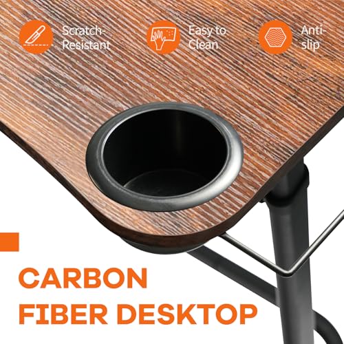 Treadmill Desk, Small Standing Desk for Walking Pad, 30-47 Inch Adjustable Height Walking Pad Stand for Treadmill, Portable Standing Table for Bike and Home Office Work - Brown - Image 7