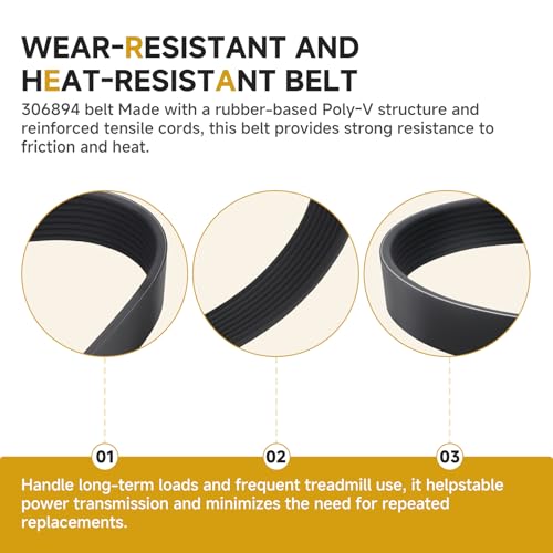 Treadmill Drive Belt 306894 Replacement Compatible with NordicTrack Commercial 2950, Motor Drive Belt, Treadmill Motor Transmission Belt - Image 6
