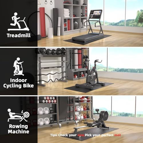 Treadmill Mat, 7'x3'/6'x3'/6'x2.5'/5.6'x2'/4'x2', 6mm Thick Exercise Equipment Gym Mat for Hardwood FloorCarpet, Compatible with Peloton Bike, Indoor Spin Bike, Elliptical - Image 3