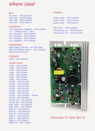 Treadmill Motor Speed Controller 110V MC2100LTS-50W REV B 256266 Works with NordicTrack ProForm Reebok HealthRider Weslo Epic GoldsGym Sears Image FreeMotion Treadmills - Image 3