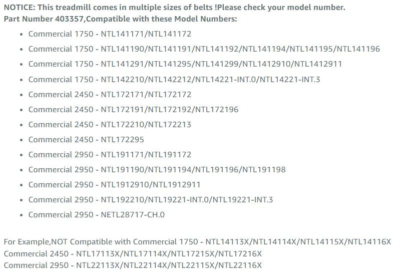Treadmill (Running Belt) Walking Belt Compatible with NordicTrack Commercial 1750,2450,2950,Part Number 403357,(Applicable Models Please Refer to The List) - Image 4