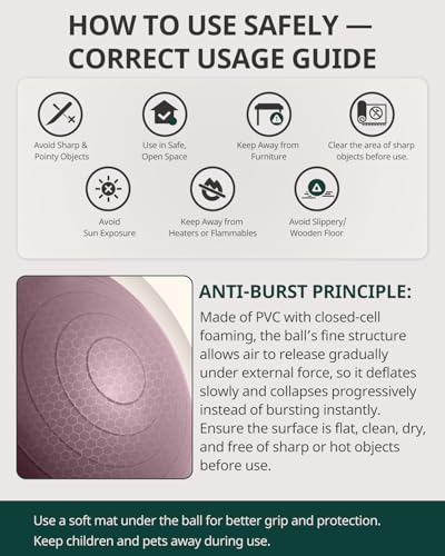 Trideer Exercise Ball Yoga Ball,Office Seating & Balance Ball Chair, Stability Ball for Pilates, Physical Therapy,Core Training & Balance Improvement & Stretching - Image 3