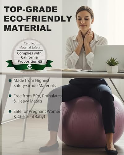 Trideer Exercise Ball Yoga Ball,Office Seating & Balance Ball Chair, Stability Ball for Pilates, Physical Therapy,Core Training & Balance Improvement & Stretching - Image 4