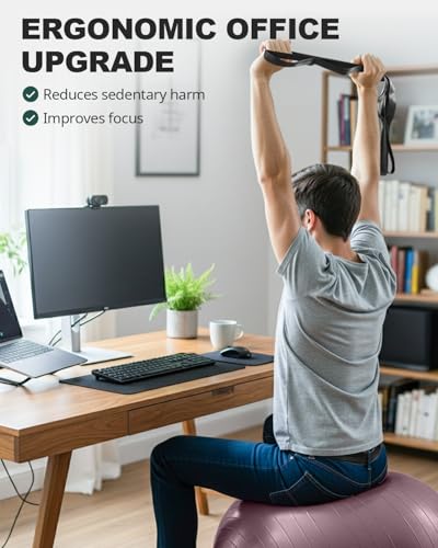 Trideer Exercise Ball Yoga Ball,Office Seating & Balance Ball Chair, Stability Ball for Pilates, Physical Therapy,Core Training & Balance Improvement & Stretching - Image 5