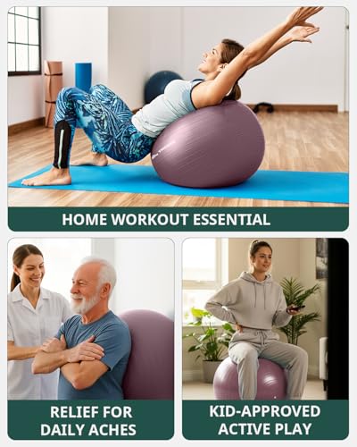 Trideer Exercise Ball Yoga Ball,Office Seating & Balance Ball Chair, Stability Ball for Pilates, Physical Therapy,Core Training & Balance Improvement & Stretching - Image 7