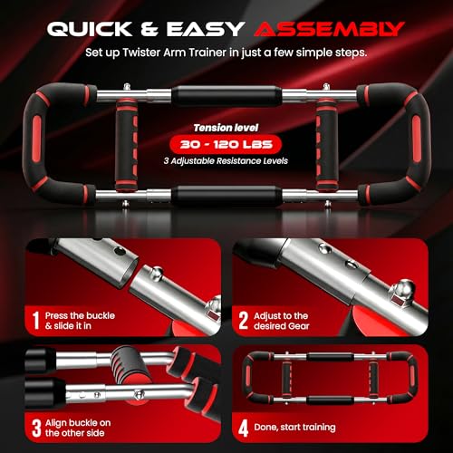Twister Arm Trainer, Adjustable Dual Resistance (30-90, 90-120 Lbs) Upper Body Chest Exerciser And Hand Grip Strength Trainer, Portable Training Equipment For Chest & Arm Workout, Best For Home Gym - Image 3