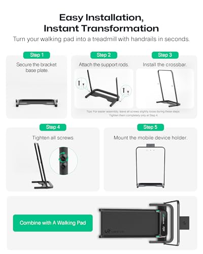 UREVO Walking Pad Handle Bar Only, Universal Compatible for Walking Pads 23.6'' Wide, Transform WalkingPad Into a Treadmill in Seconds, Easy Moving with Wheels, Quick Assembly, Sturdy Design, Black - Image 7