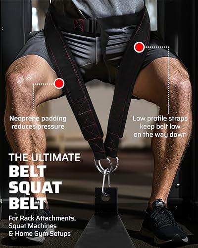 Ultimate Belt for Belt Squats, Rack Attachment and Squat Machine, Structured Back Support, Stays Low During Down Movement, Padded Hip & Thigh Area, Buckle Strap - No Sliding Down, Heavy Duty - Image 4