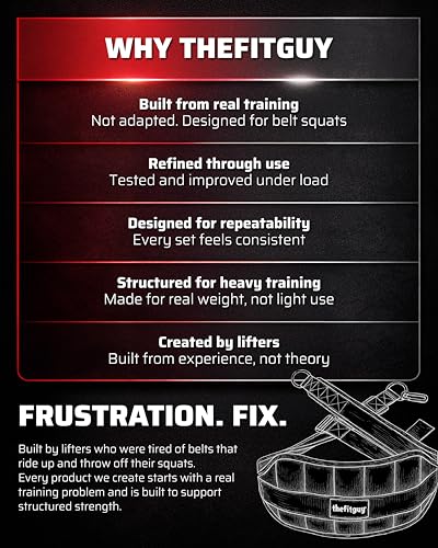 Ultimate Belt for Belt Squats, Rack Attachment and Squat Machine, Structured Back Support, Stays Low During Down Movement, Padded Hip & Thigh Area, Buckle Strap - No Sliding Down, Heavy Duty - Image 7