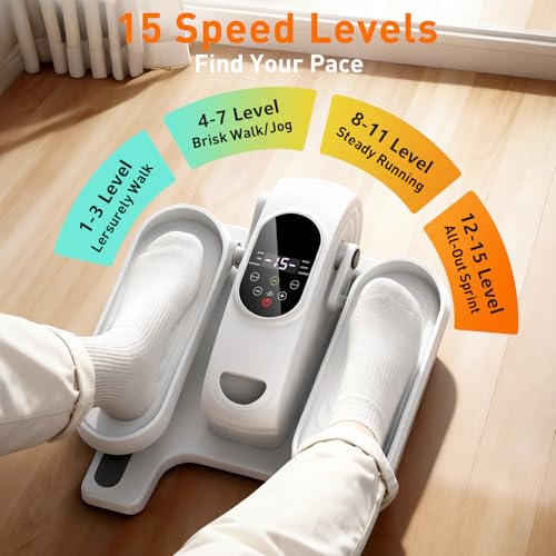 Under Desk Elliptical Exercise Machine, Electric Ellipse Leg Exerciser as Seen on TV, 15 Speeds Foot Exerciser While Sitting for Seniors, Portable Seated Pedal Exerciser for Home Office, Gifts - Image 6