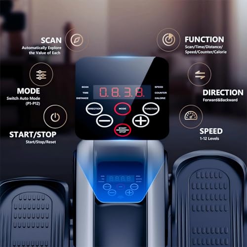 Under Desk Elliptical Machine,Electric Leg Exerciser for Seniors,12 Adjustable Speeds&12 Modes with Remote Control,Elastic Rope,Manual&Auto Mode for Home Office - Image 4