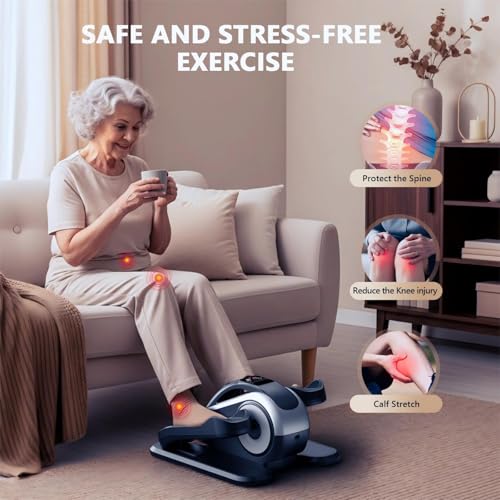 Under Desk Elliptical Machine,Electric Leg Exerciser for Seniors,12 Adjustable Speeds&12 Modes with Remote Control,Elastic Rope,Manual&Auto Mode for Home Office - Image 6