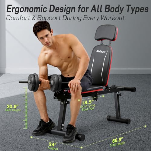 Upgraded Adjustable Weight Bench with Leg Extension and Leg Curl, 9 Back Positions & Foldable, 1200LB Workout Bench for Home Gym, Flat Decline Incline Bench for Full-Body Strength Training & Big Guys - Image 5