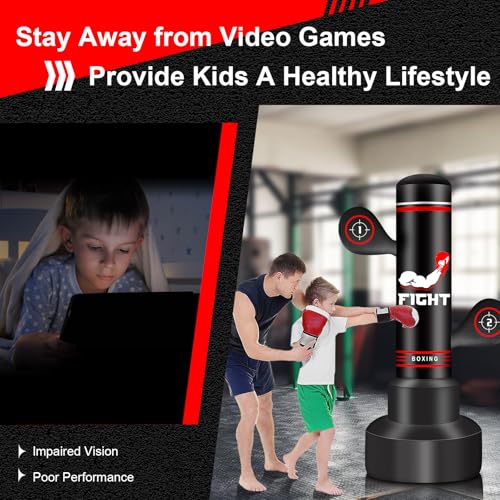 Upgraded Heavy Freestanding Punching Bag for Adults Teens, 70” Standing Punching Bag Kicking Bag Heavy Bag, Women Men Kickboxing Bags for Training MMA Fitness Home Gym - Image 4