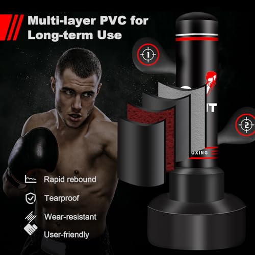 Upgraded Heavy Freestanding Punching Bag for Adults Teens, 70” Standing Punching Bag Kicking Bag Heavy Bag, Women Men Kickboxing Bags for Training MMA Fitness Home Gym - Image 5