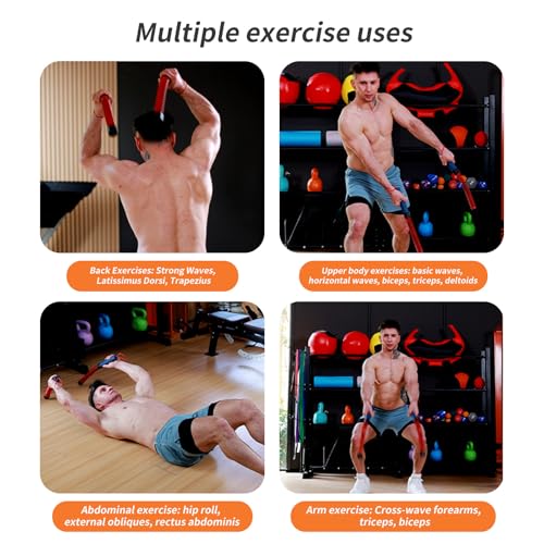 Upgraded Ropeless Battle Ropes for Home Gym, Four Adjustable Weight Levels, Weighted Workout Ropes for HIIT, Cardio and Strength Training Fitness Equipment - Image 5