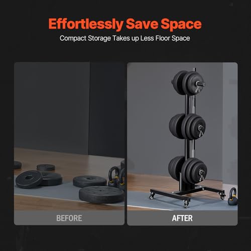 VEVOR Weight Plate Rack, Vertical Weight Plate Tree for 2-Inch Weight Plates, Standard Weight Plate Tree with Wheels, 1000 lbs Load Capacity Weight Storage Holder, Home Gym Barbell Rack Storage Stand - Image 5