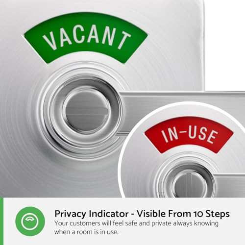 VIZILOK Commercial Door Lock for Bathroom Privacy, Safety, R3FS Square Vacant Occupied Indicator in Satin Chrome, ANSi Grade2, Perfect for Restaurants, Medical Offices, Airbnb, Dorms, Gyms - Image 3