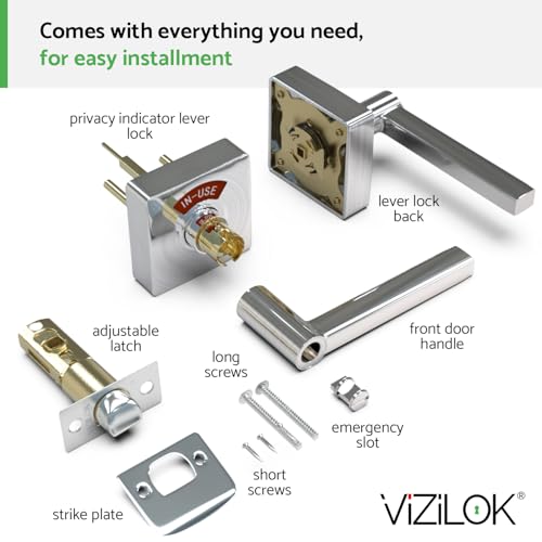 VIZILOK Commercial Door Lock for Bathroom Privacy, Safety, R3FS Square Vacant Occupied Indicator in Satin Chrome, ANSi Grade2, Perfect for Restaurants, Medical Offices, Airbnb, Dorms, Gyms - Image 5