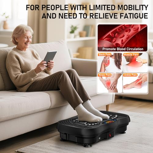 Vibration Plate Exercise Machine, 130 Levels Full Body Workout Vibrating Plate for Lymphatic Drainage Weight Loss, 450 Lbs Capacity Shake Platform with Resistance Bands Bluetooth for Women Men - Image 4