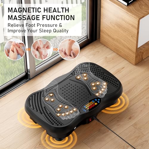 Vibration Plate Exercise Machine, 130 Levels Full Body Workout Vibrating Plate for Lymphatic Drainage Weight Loss, 450 Lbs Capacity Shake Platform with Resistance Bands Bluetooth for Women Men - Image 6
