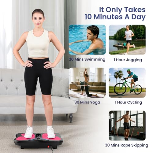 Vibration Plate Exercise Machine for Lymphatic Drainage, Vibration Machine for Full-Body Weight Loss Shaping, Vibrate Fitness Platform 400 Lbs & 200 Adjustable Speeds for Women Men Home - Image 3